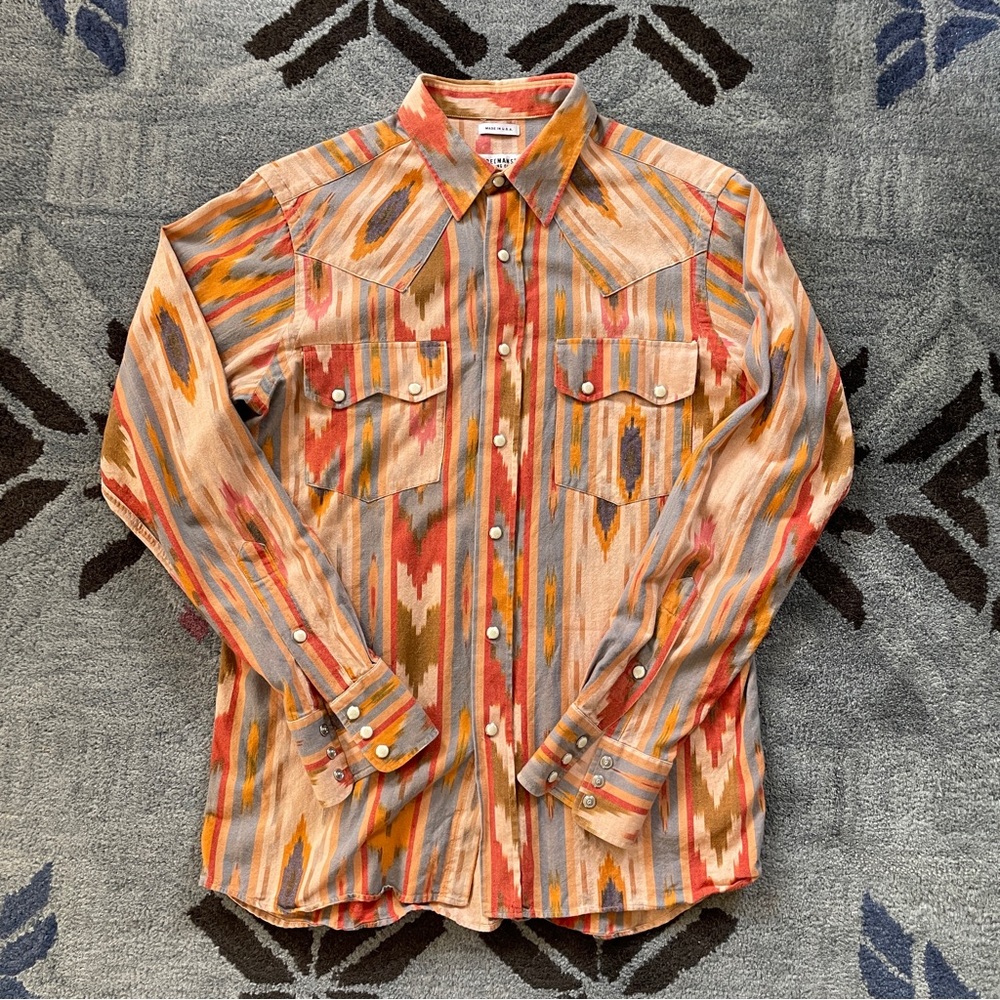 Freemans Sporting Club Ikat Snap Western Shirt Sz M Made in USA